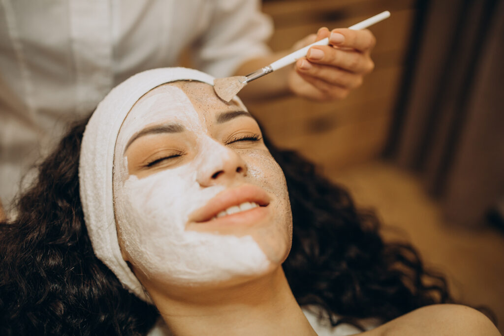 Woman getting a facial. 